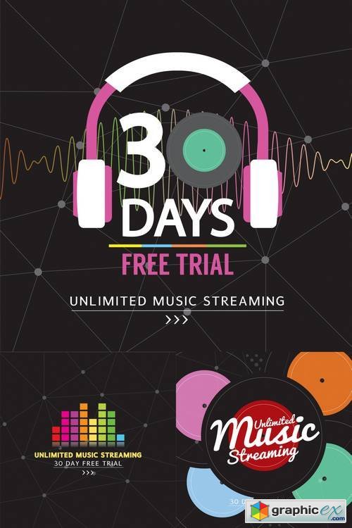 Unlimited Music Streaming Vector Illustration