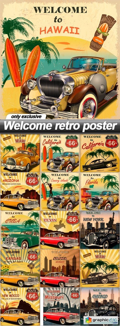 Welcome retro poster - 16 EPS