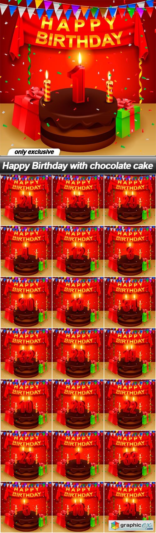 Happy Birthday with chocolate cake - 20 EPS