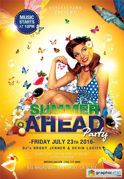 Summer Ahead Party PSD Flyer Template + Facebook Cover