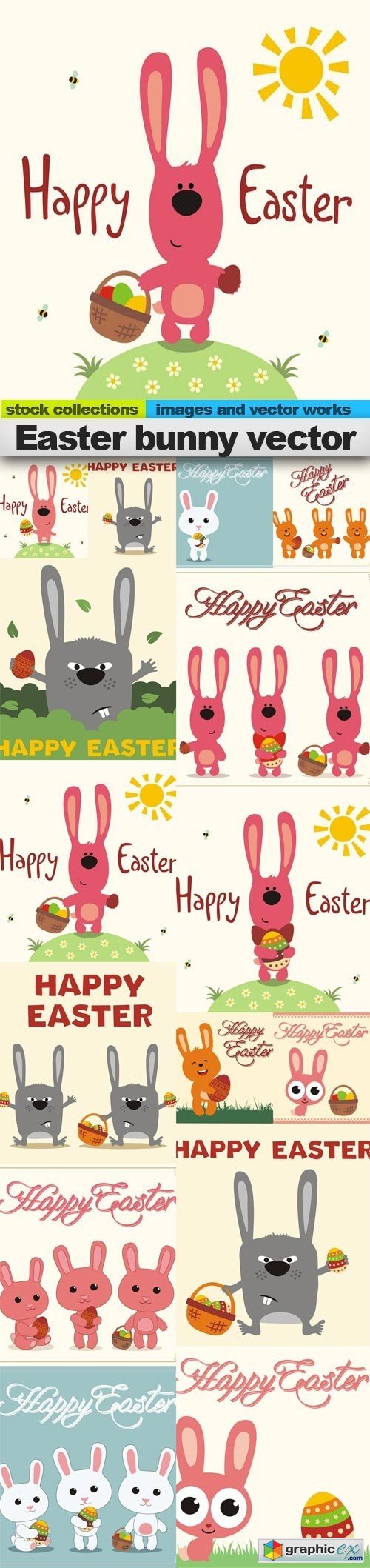 Easter bunny vector,  15 x EPS