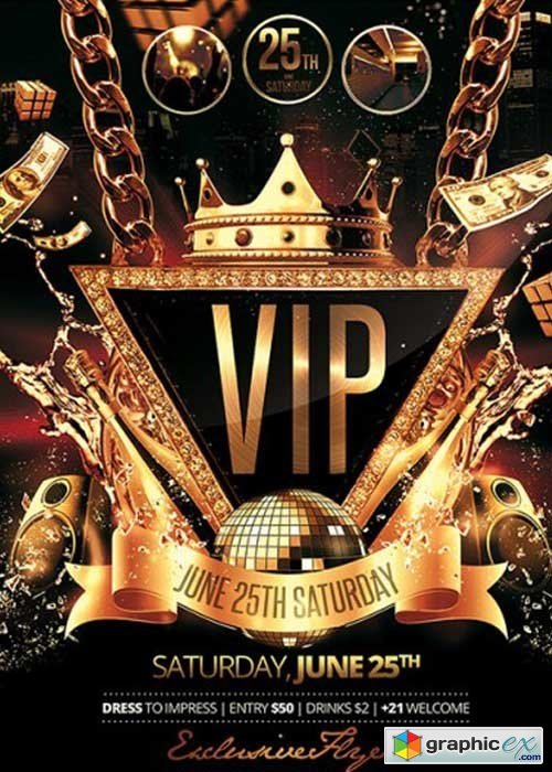  VIP Party  Premium Flyer Template + Facebook Cover 
