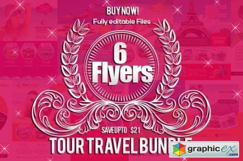 6 Tour Travel Agency Flyers Bundle