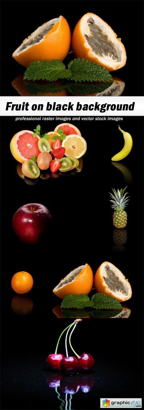 Fruit on black background