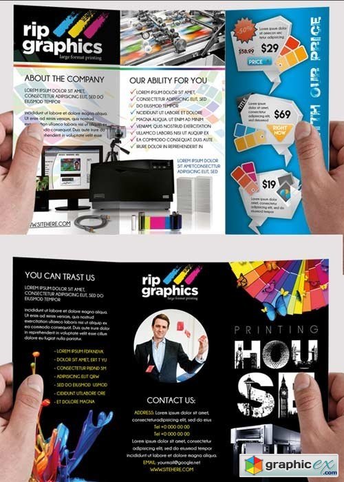 Printing Company Premium Tri-Fold PSD Brochure Template