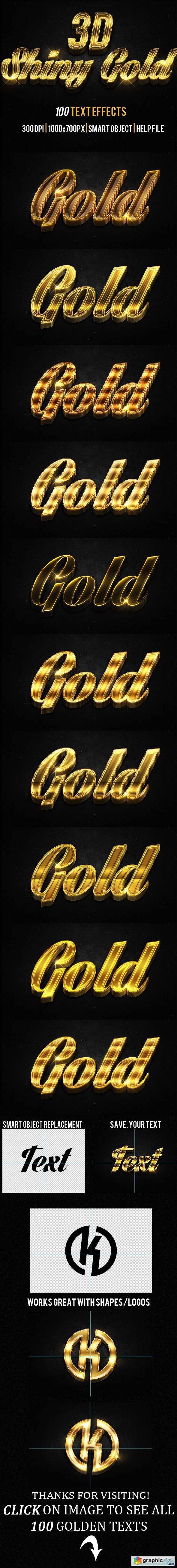 3D Shiny Gold Text Effects