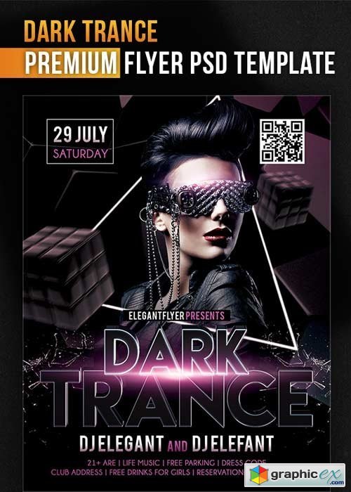 Dark Trance  Flyer PSD Template + Facebook Coverr