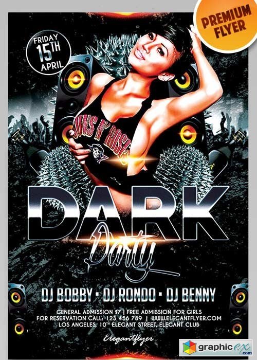 Dark Party V3 Flyer PSD Template + Facebook Cover