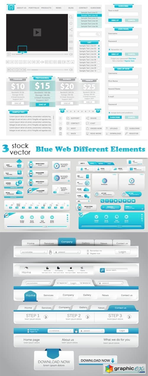 Vectors - Blue Web Different Elements