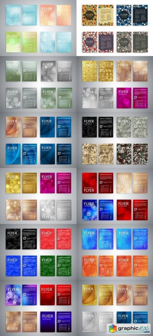 Flyer Design Templates - Set of A4 Brochure Flyer Design Templates with Geometric Abstract Modern Backgrounds