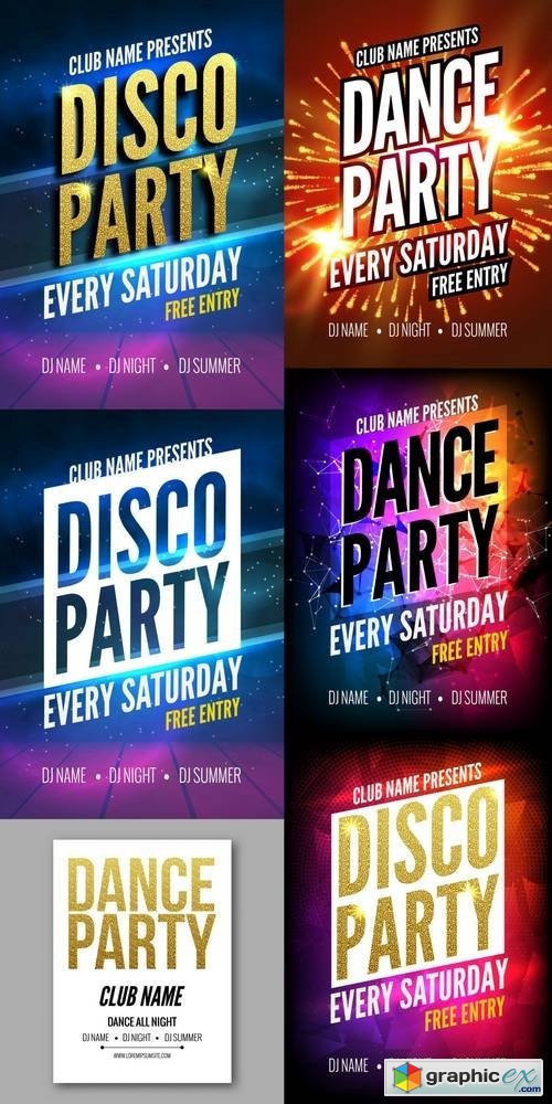 Disco Party Poster Template - Night Dance Party Flyer