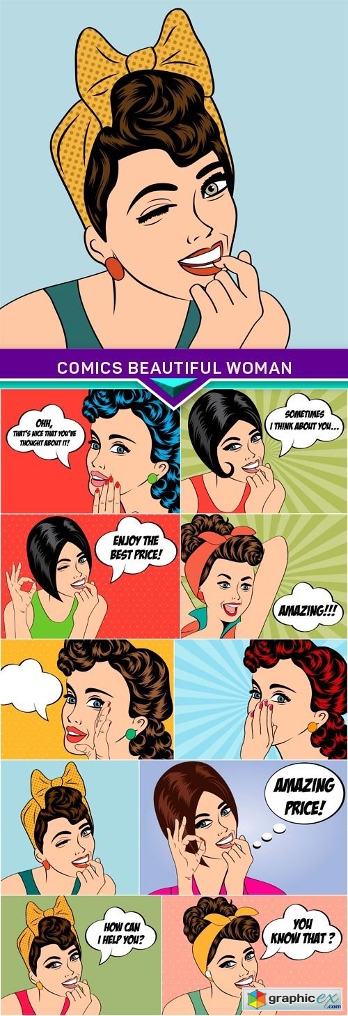 Comics beautiful woman part3 10x EPS