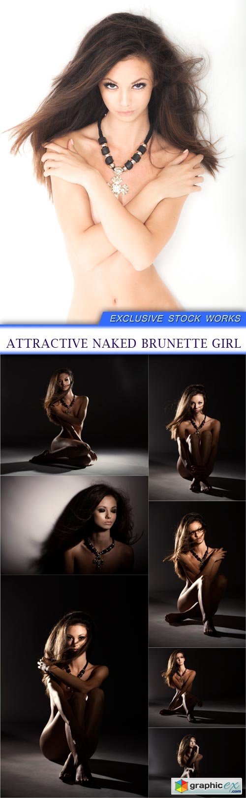 Attractive naked brunette girl 8x JPEG