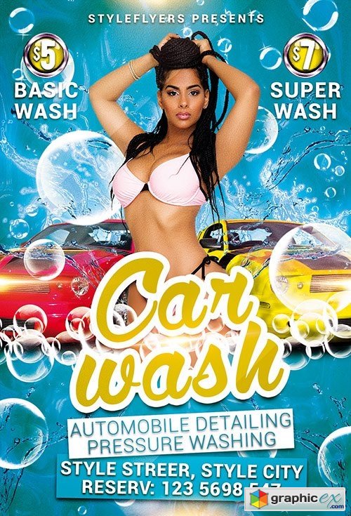 Car Wash PSD Flyer Template + Facebook Cover