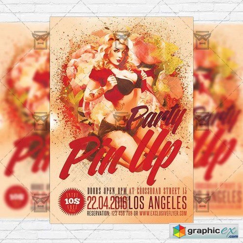 Pin Up Party  Premium Flyer Template + Facebook Cover