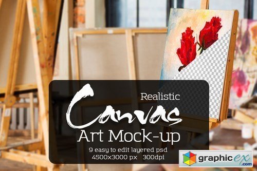 Art Canvas Realistic Studio Mock-Up