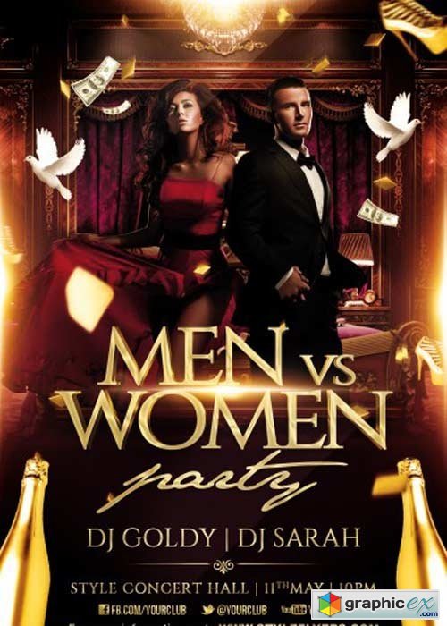 Men vs Women Party PSD Flyer Template