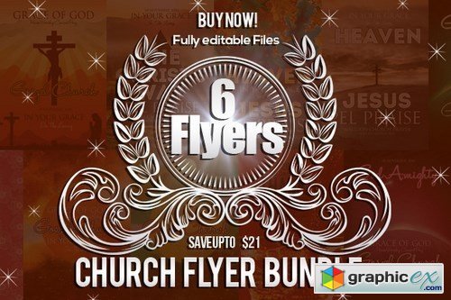 6 Jesus Church Flyer Bundle 614688