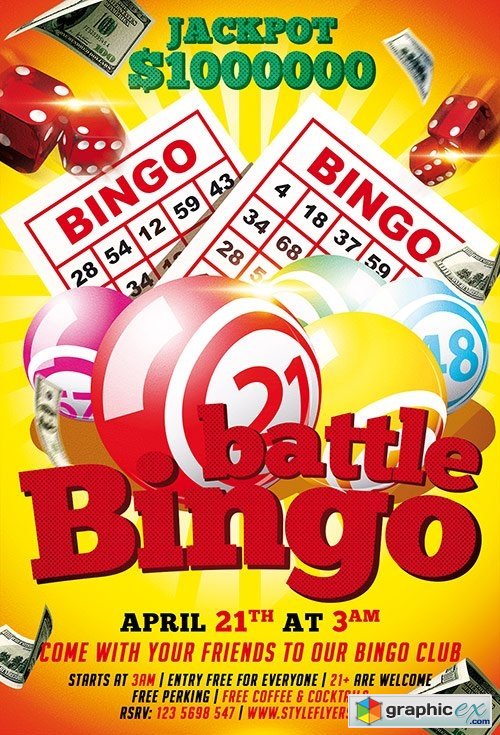 Bingo Battle PSD Flyer Template + Facebook Cover