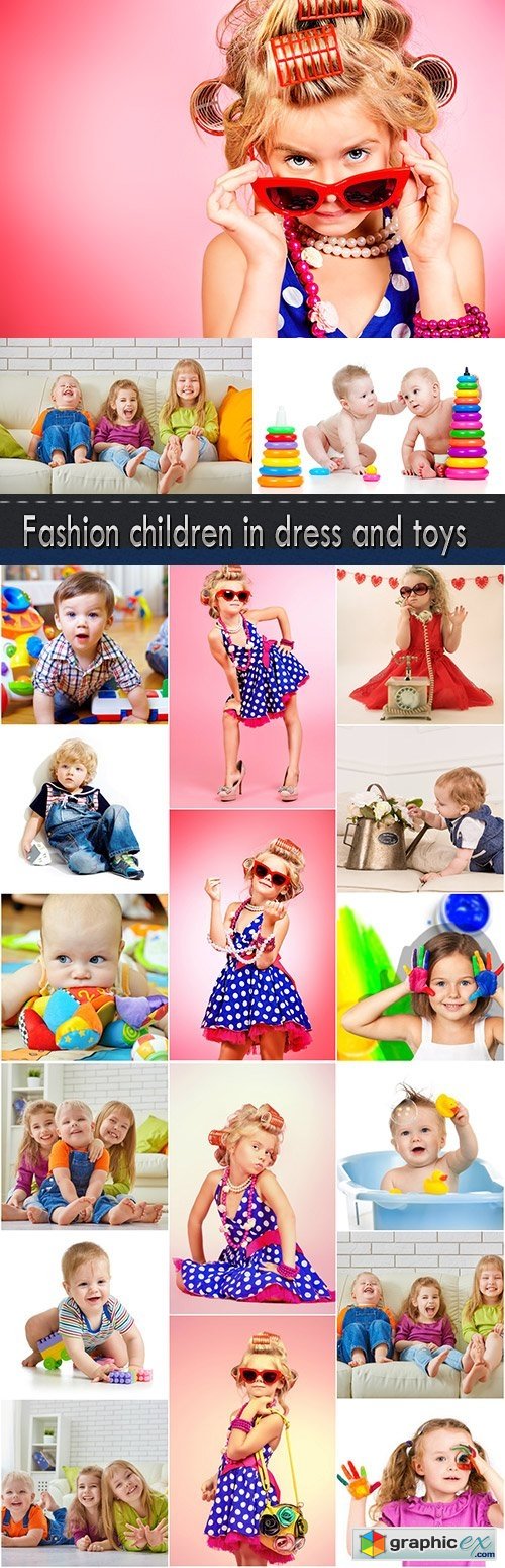 Fashion children in dress and toys