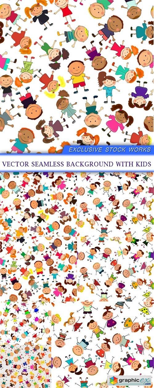 vector seamless background with kids 7X EPS