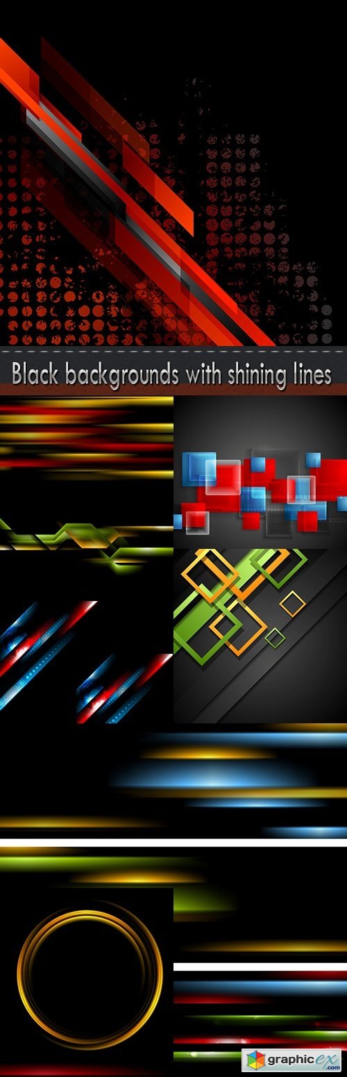 Black backgrounds with shining lines