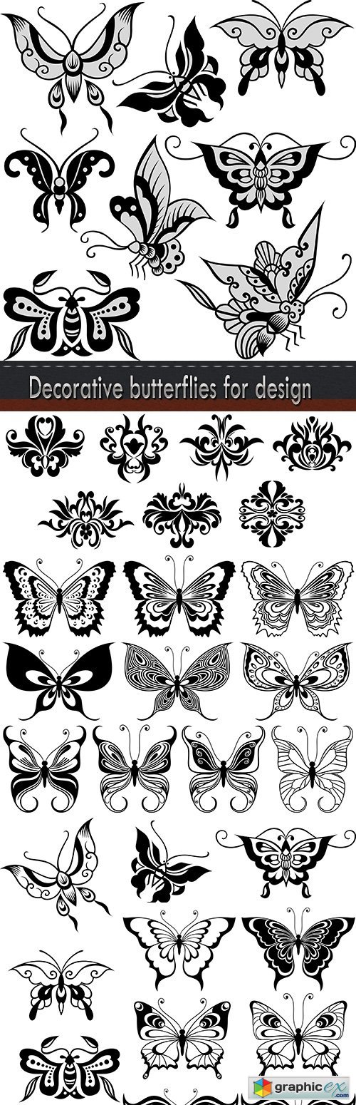 Decorative butterflies for design