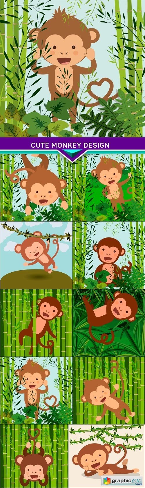 Cute monkey design 10x EPS