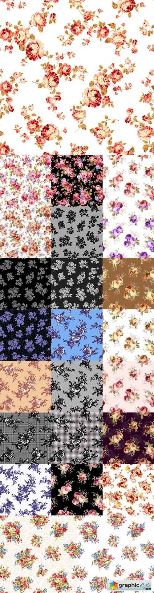 25 Roses Seamless Patterns