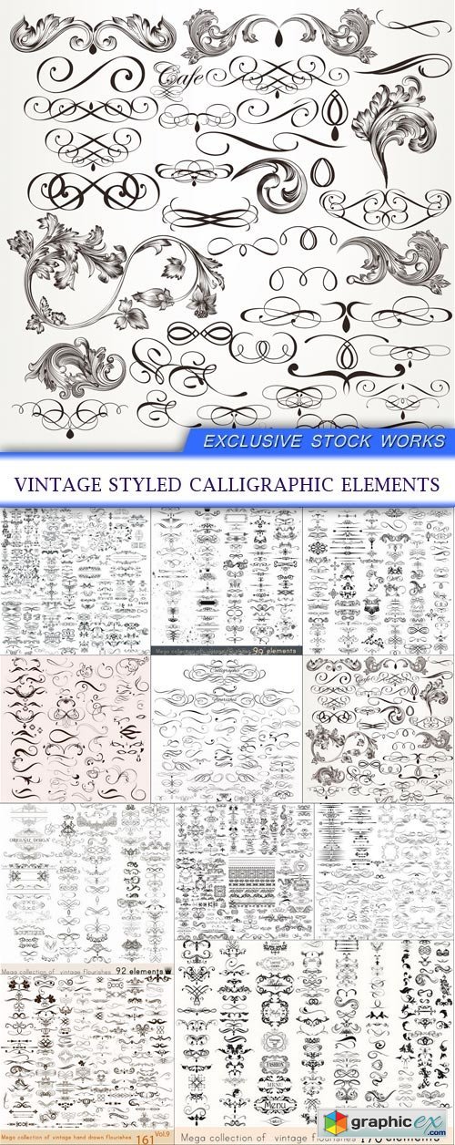 vintage styled calligraphic elements 11X EPS