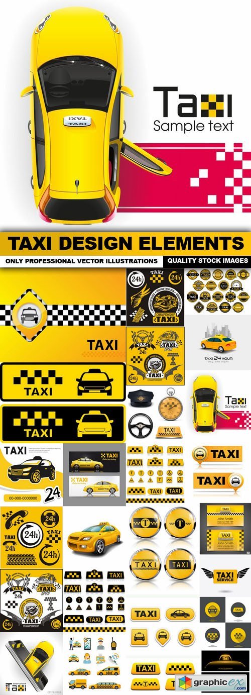 Taxi Design Elements - 25 Vector