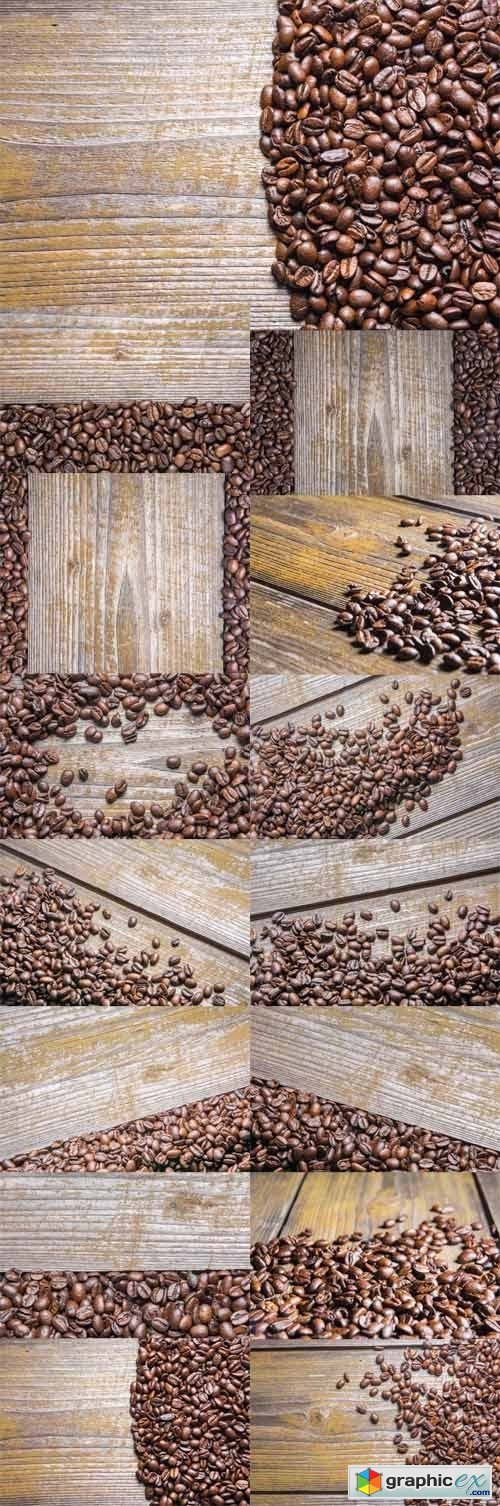Photo Set - Coffee Beans on Wooden Table