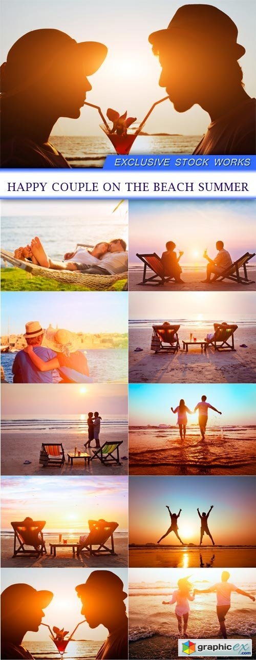 Happy couple on the beach summer 10X JPEG