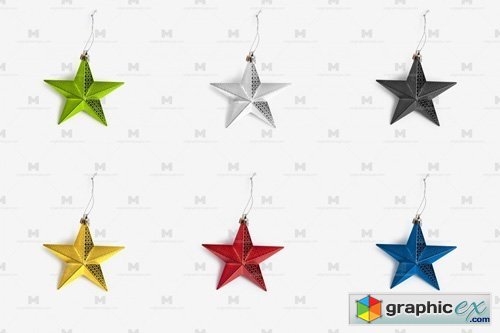 Christmas Colorful Stars Isolate 02