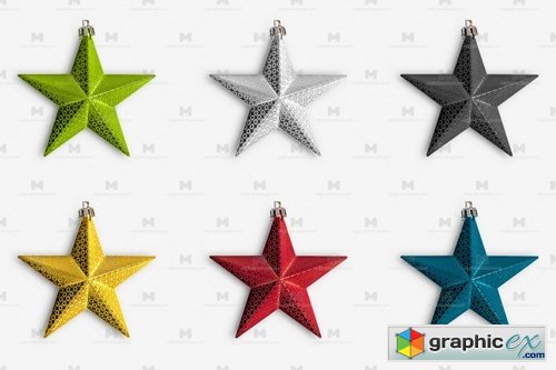 Christmas Colorful Stars Isolate 01