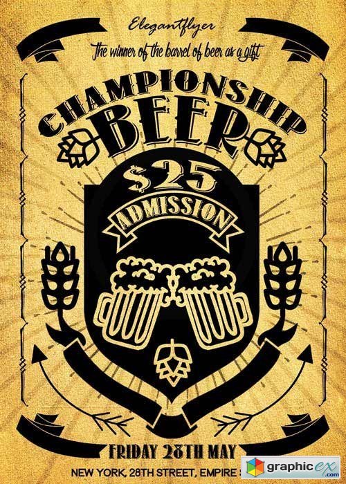 Beer Championship V1 Flyer PSD Template + Facebook Cover