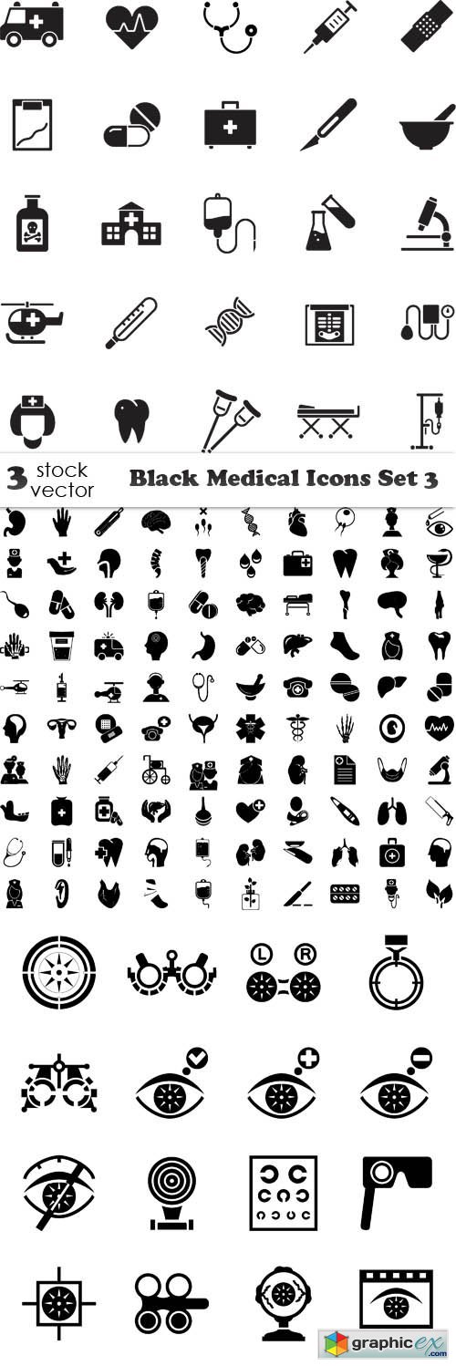 Black Medical Icons Set 3