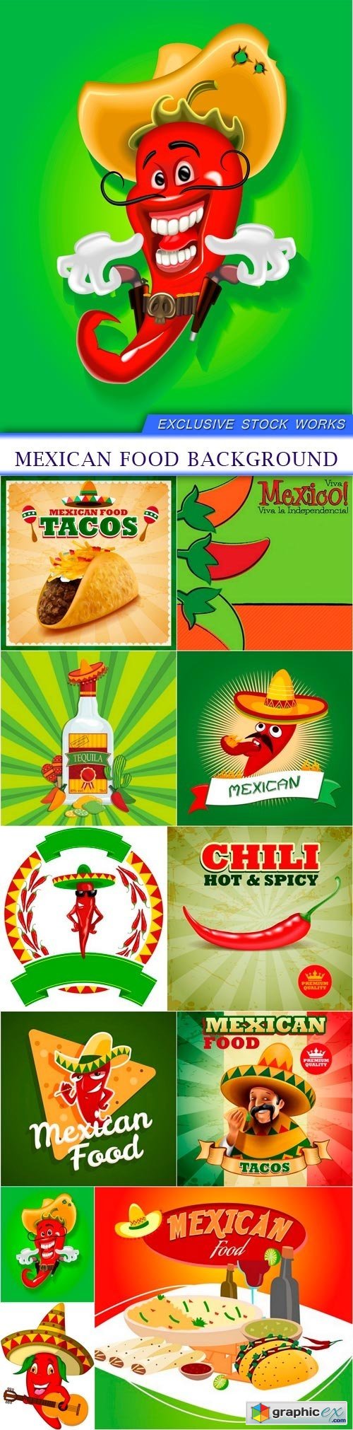 Mexican food background 11X EPS