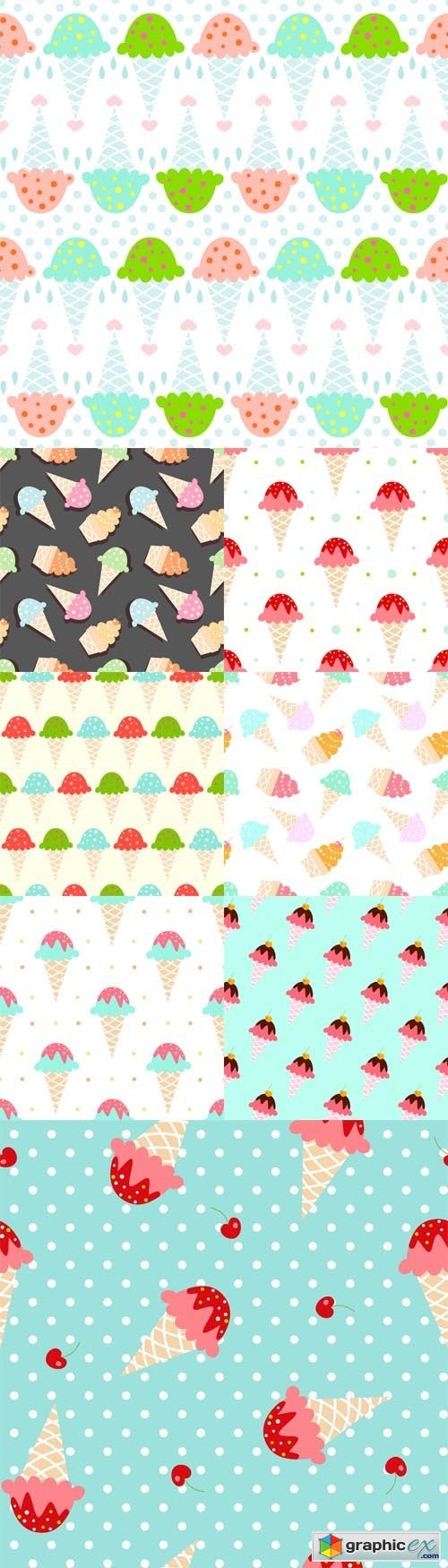 Ice Cream Seamless Patterns