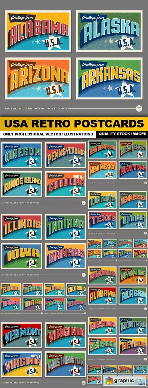 USA Retro Postcards