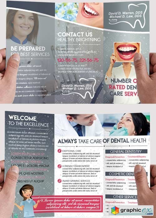 Dental Clinic Premium Tri-Fold PSD Brochure Template
