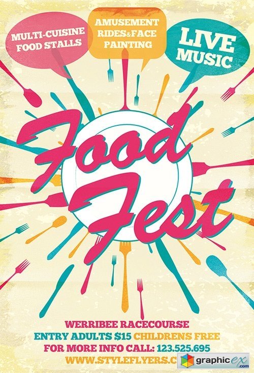 Food Fest PSD Flyer Template + Facebook Cover