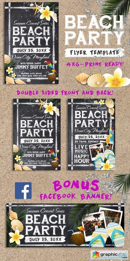 Chalk Summer Beach Party Flyer