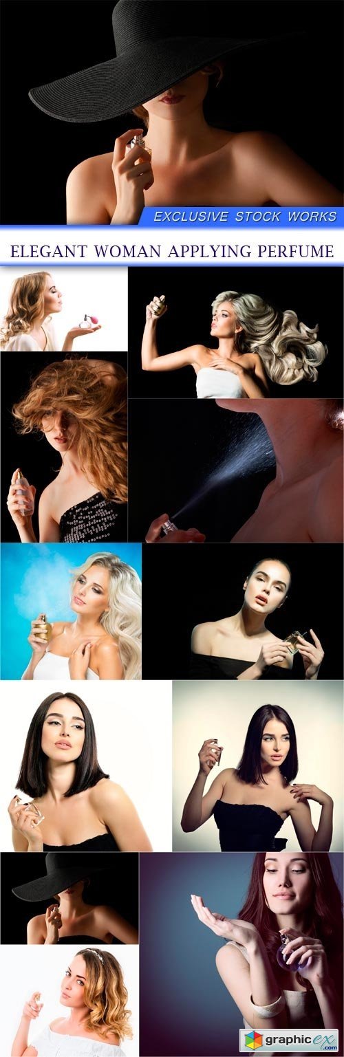 Elegant woman applying perfume 11X JPEG