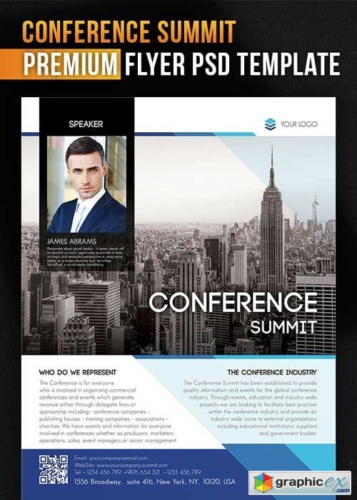 Conference Summit Flyer PSD Template + Facebook Cover