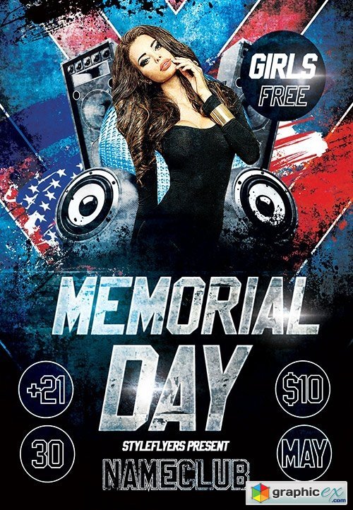 Memorial Day PSD Flyer Template 6 + Facebook Cover