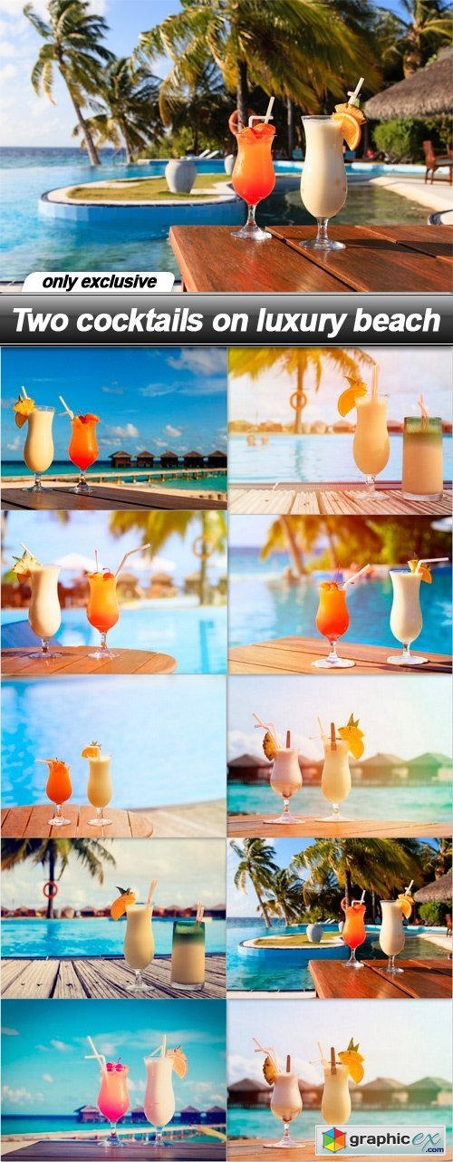 Two cocktails on luxury beach - 10 UHQ JPEG