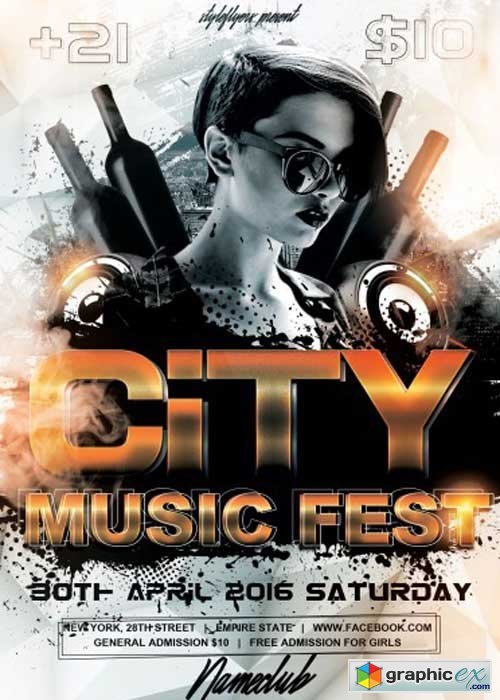 City Music Fest PSD Flyer Template
