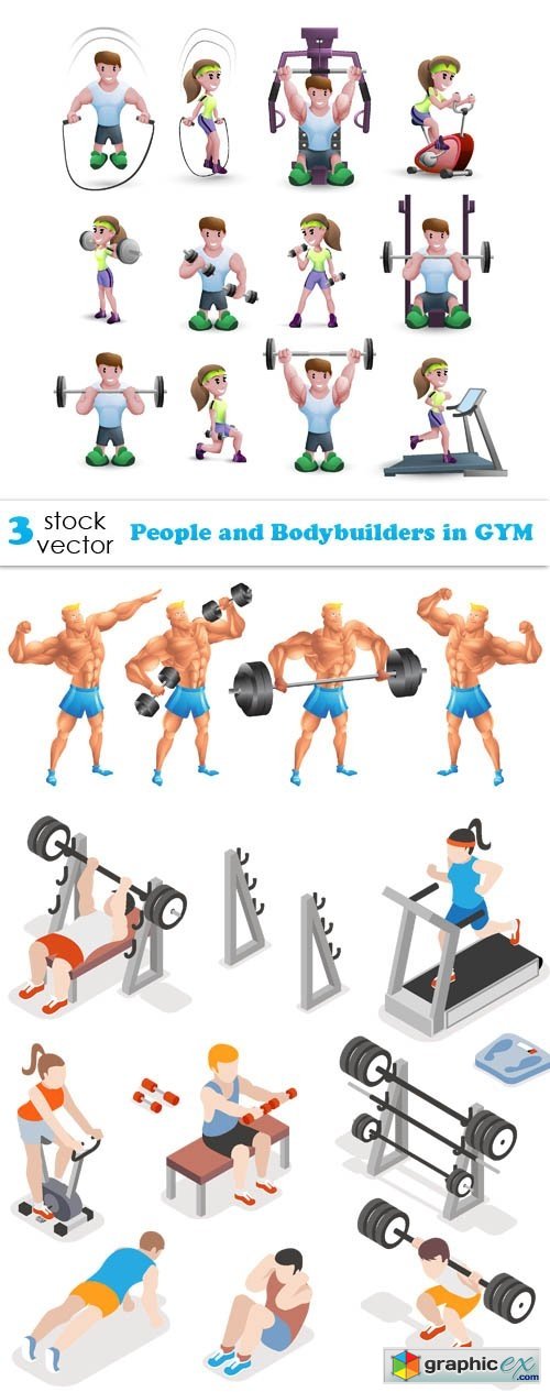 People and Bodybuilders in GYM
