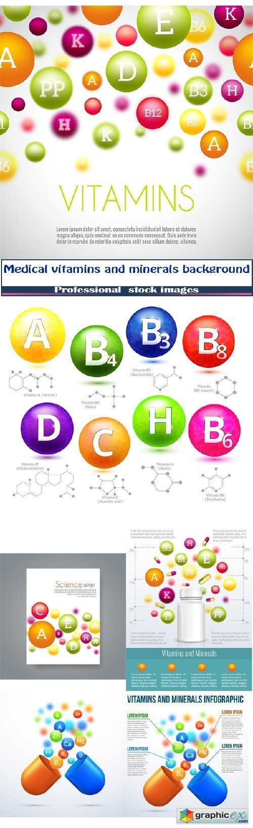 Medical vitamins and minerals background